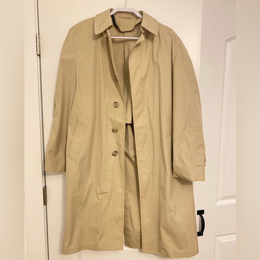 Vintage London Fog Khaki Shell Trench Coat Unisex Size 40 Regular